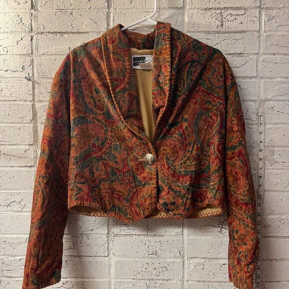 Western Boho Cropped Blazer – Vintage Rhonda Stark Statement Jacket - Picture 1 of 9